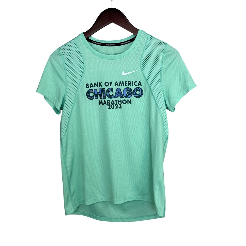 Nike Chicago Marathon 2023 Dri-FIT Running Shirt Womens Small Mint Green Mesh